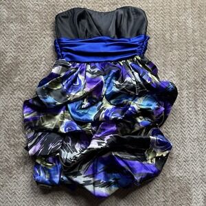 Speechless Y2K Strapless Babydoll Dress Sz 1 Hoco Prom Whimsy Goth Blue Purple